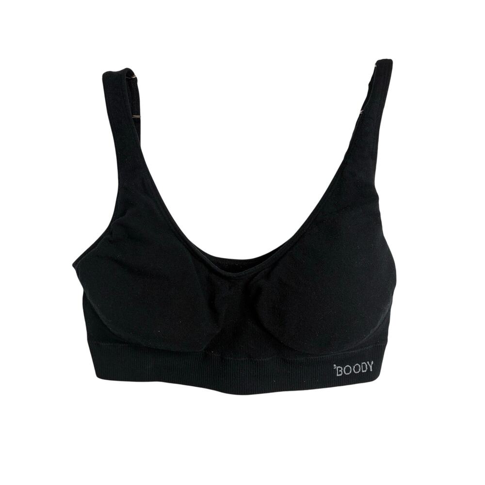 Boody Black Seamless Padded Bra Medium Comfortable Pullover Bamboo